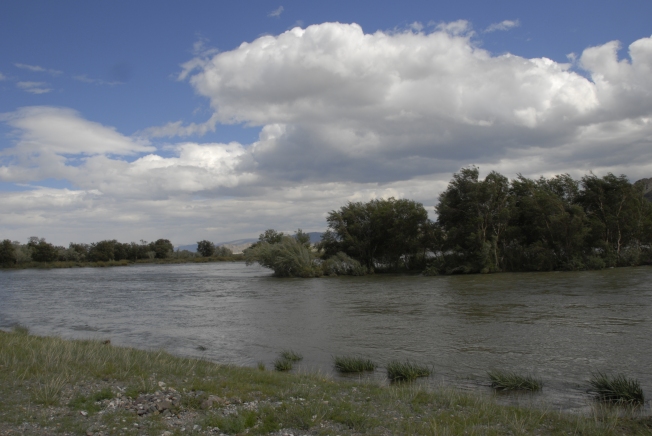 Khovd River.  The water is very high.